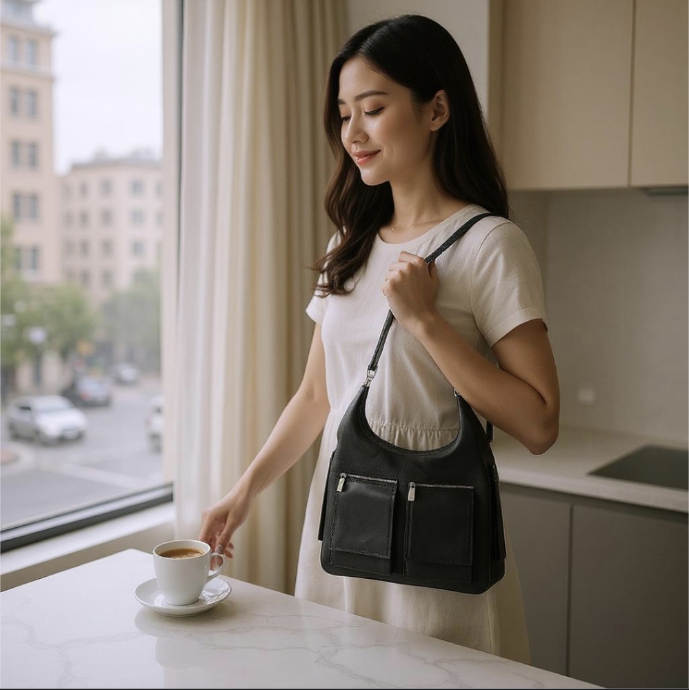 Gucci Black Nylon & Leather Shoulder Bag